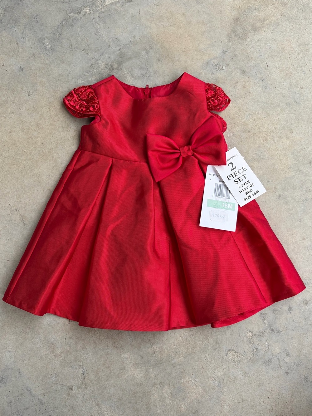 Rare Editions - Red Elegant Holiday Dress - 18 Months